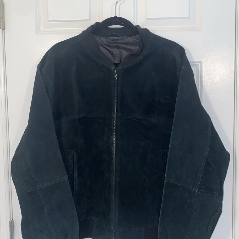 Men's Vintage Black Suede Bomber Jacket size XL